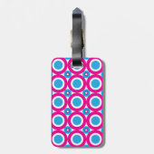 Hot Pink en Blauwgroen Polka Dots Pattern Bagagelabel (Achterkant verticaal)