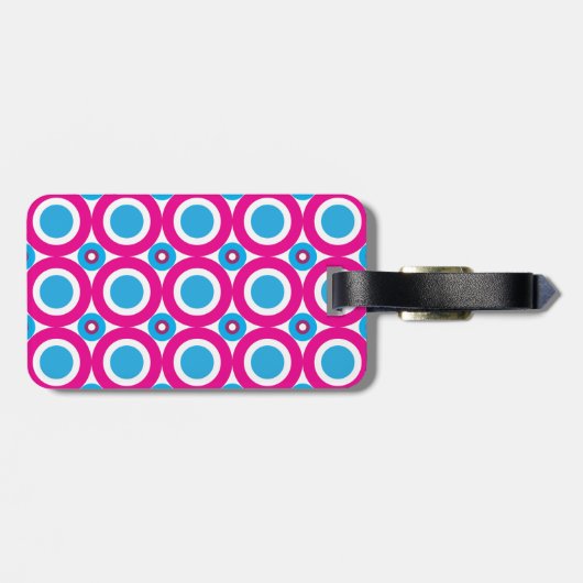 Hot Pink en Blauwgroen Polka Dots Pattern Bagagelabel (Achterkant horizontaal)