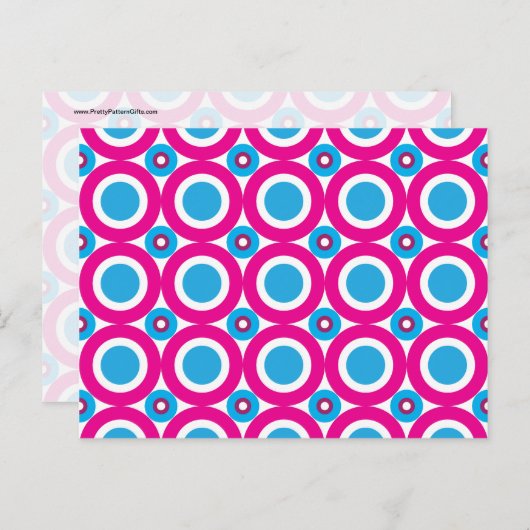 Hot Pink en Blauwgroen Polka Dots Pattern Briefkaart (Voorkant / Achterkant)