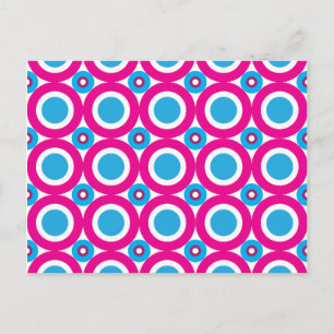 Hot Pink en Blauwgroen Polka Dots Pattern Briefkaart