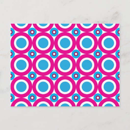 Hot Pink en Blauwgroen Polka Dots Pattern Briefkaart (Voorkant)