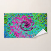 Hot Pink en Blue Groovy Abstract Retro Swirl Bad Handdoek (Handdoek)