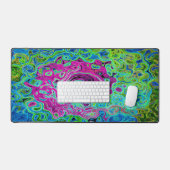 Hot Pink en Blue Groovy Abstract Retro Swirl Bureaumat (Keyboard & Muis)