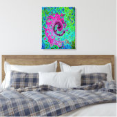 Hot Pink en Blue Groovy Abstract Retro Swirl Canvas Afdruk (Insitu (Slaapkamer))