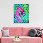 Hot Pink en Blue Groovy Abstract Retro Swirl Canvas Afdruk (Insitu (Woonkamer))