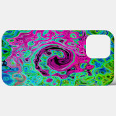 Hot Pink en Blue Groovy Abstract Retro Swirl Case-Mate iPhone Case (Achterkant (horizontaal))