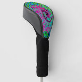 Hot Pink en Blue Groovy Abstract Retro Swirl Golfheadcover (Schuin)
