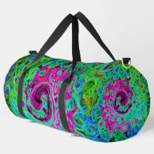Hot Pink en Blue Groovy Abstract Retro Swirl