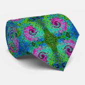 Hot Pink en Blue Groovy Abstract Retro Swirl Stropdas (Opgerold)