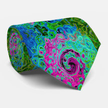 Hot Pink en Blue Groovy Abstract Retro Swirl
