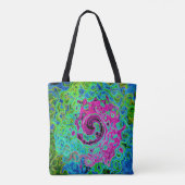 Hot Pink en Blue Groovy Abstract Retro Swirl Tote Bag (Achterkant)