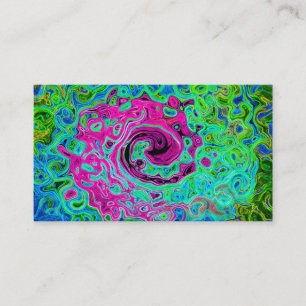 Hot Pink en Blue Groovy Abstract Retro Swirl Visitekaartje