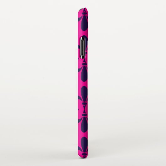Hot Pink en Blue Lily Pattern iPhone Hoesje (Rechterkant)