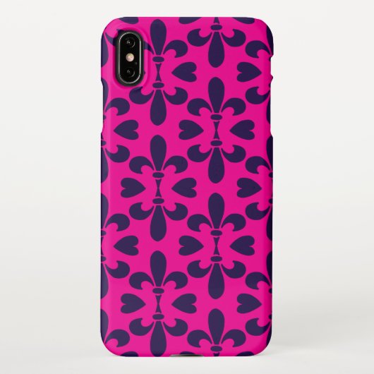 Hot Pink en Blue Lily Pattern iPhone Hoesje (Achterkant)