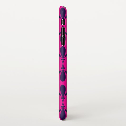 Hot Pink en Blue  Lily Pattern iPhone Hoesje (Linkerkant)