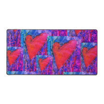 Hot Pink en Blue Multiple Hearts Desk Mat