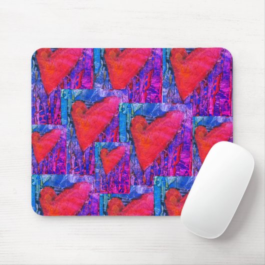 Hot Pink en Blue Multiple Hearts muismat (Met muis)