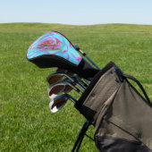 Hot Pink en Blue Succulent Sedum Rosette Golfheadcover (Insitu)