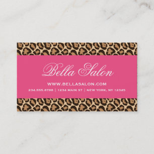 Hot Pink en Girly Leopard Print Visitekaartje