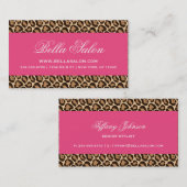 Hot Pink en Girly Leopard Print Visitekaartje (Voorkant / Achterkant)