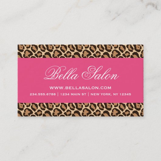 Hot Pink en Girly Leopard Print Visitekaartje (Voorkant)
