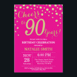 Hot Pink en Gold 90th Birthday Diamond Kaart<br><div class="desc">90e verjaardag Uitnodiging met Hot Pink en Gold Glitter Diamond Background. Gold Confetti. Volwassen verjaardag. Mannelijke Mannen of vrouwen: Birthday. Voor verdere aanpassing,  te klikken gelieve de knoop "van de Aanpassing het"en ons ontwerphulpmiddel te gebruiken om deze sjabloon te wijzigen.</div>