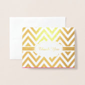 Hot Pink en Gold Chevron Girls Verjaardagsfeestje Folie Kaarten (Voorkant met envelop)