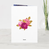 Hot Pink en Gold Floral Quinceañera Bedankkaart (Achterkant)