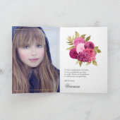 Hot Pink en Gold Floral Quinceañera Bedankkaart (Binnen)