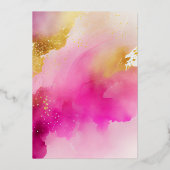 Hot-Pink en Gold Floral Quinceañera Folie Uitnodiging (Achterkant)