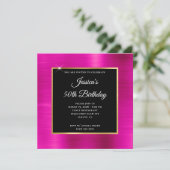 Hot Pink en Gold Foil - Bekleding 50e verjaardag Kaart (Staand voorkant)