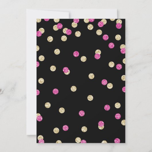 Hot Pink en Gold Glitter Uitnodigingen voor afstud (Achterkant)