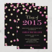 Hot Pink en Gold Glitter Uitnodigingen voor afstud (Voorkant / Achterkant)