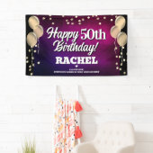 Hot Pink en Gold Happy Birthday Banner (Insitu)