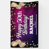 Hot Pink en Gold Happy Birthday Banner (Verticaal)