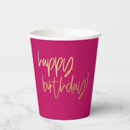 Hot Pink en Gold Happy Birthday Papieren Bekers