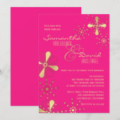 Hot Pink en Gold Indian Geïnspireerd huwelijk Kaart (Voorkant / Achterkant)