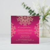 HOT PINK EN GOLD INDIAN INSPIRED BIRTHDAY KAART (Staand voorkant)
