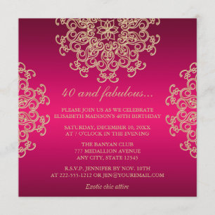 HOT PINK EN GOLD INDIAN INSPIRED BIRTHDAY KAART