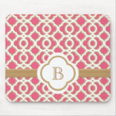 Hot Pink en Gold Moroccan Monogrammen Muismat (Voorkant)