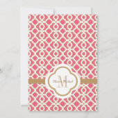 Hot PInk en Gold Moroccan Wedding Invitations Kaart (Achterkant)