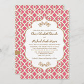 Hot PInk en Gold Moroccan Wedding Invitations Kaart (Voorkant / Achterkant)