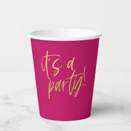 Hot Pink en Gold Party Papieren Bekers