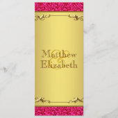 Hot Pink en Gold Wedding Menu Programma (Voorkant)
