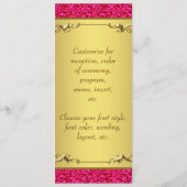 Hot Pink en Gold Wedding Menu Programma (Achterkant)