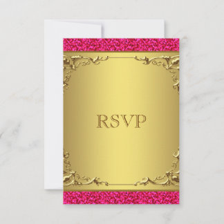 Hot Pink en Gold Wedding RSVP