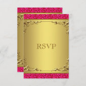 Hot Pink en Gold Wedding RSVP (Voorkant / Achterkant)