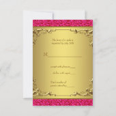 Hot Pink en Gold Wedding RSVP Kaartje (Achterkant)