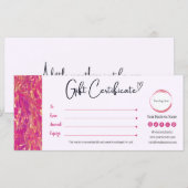 Hot Pink en Goud Cadeaubon (Voorkant / Achterkant)