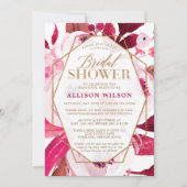 Hot Pink en Gouden Bloemen Vrijgezellenfeest Kaart (Voorkant)